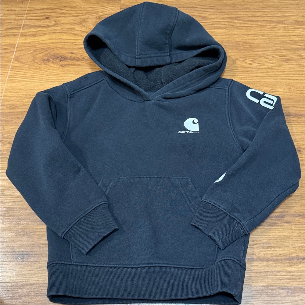 Carhartt Kids Black Pullover Hoodie with Chest Logo